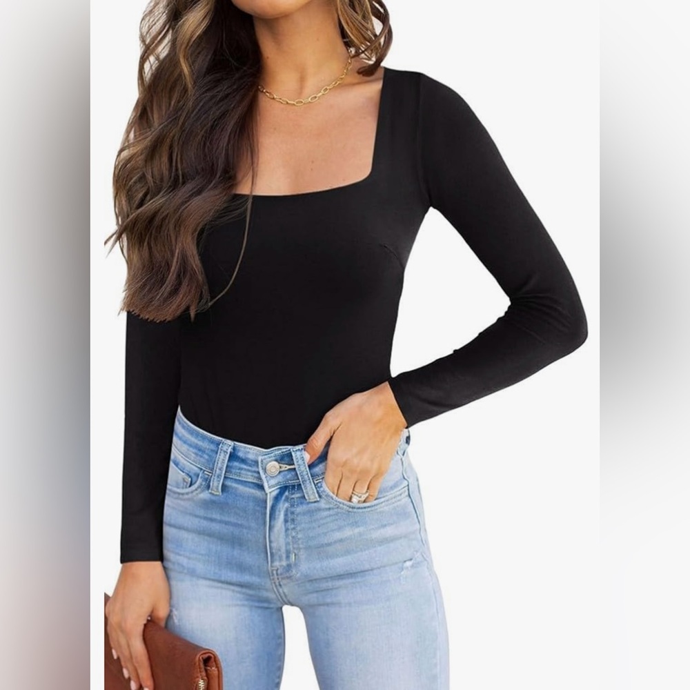 ReoRia Classic Black Long Sleeve Bodysuit